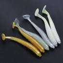 20pcs 2g/7.5cm T-Tailpiece Soft PVC Worm Fishing Attracts 10 Colors Swim Bait