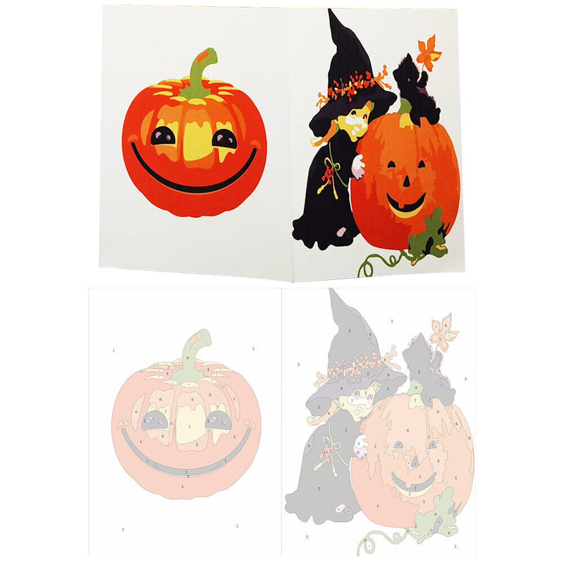DIY Halloween Greeting Card Paint by Numbers Drawing Pictures Festival Gifts