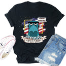 Independence Day Print Letter Tea T-Shirt (Black M)