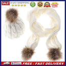 2015 Winter Warm Knitted Hat Set Women Thicken Faux Fur Hat Scarf White