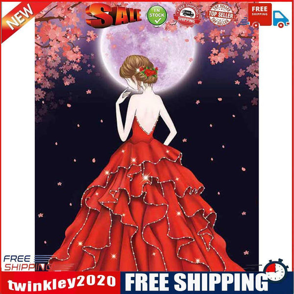DIY Mosaic Kit Red Dress Girl Diamond Painting Rhinestone 5D Special Shaped