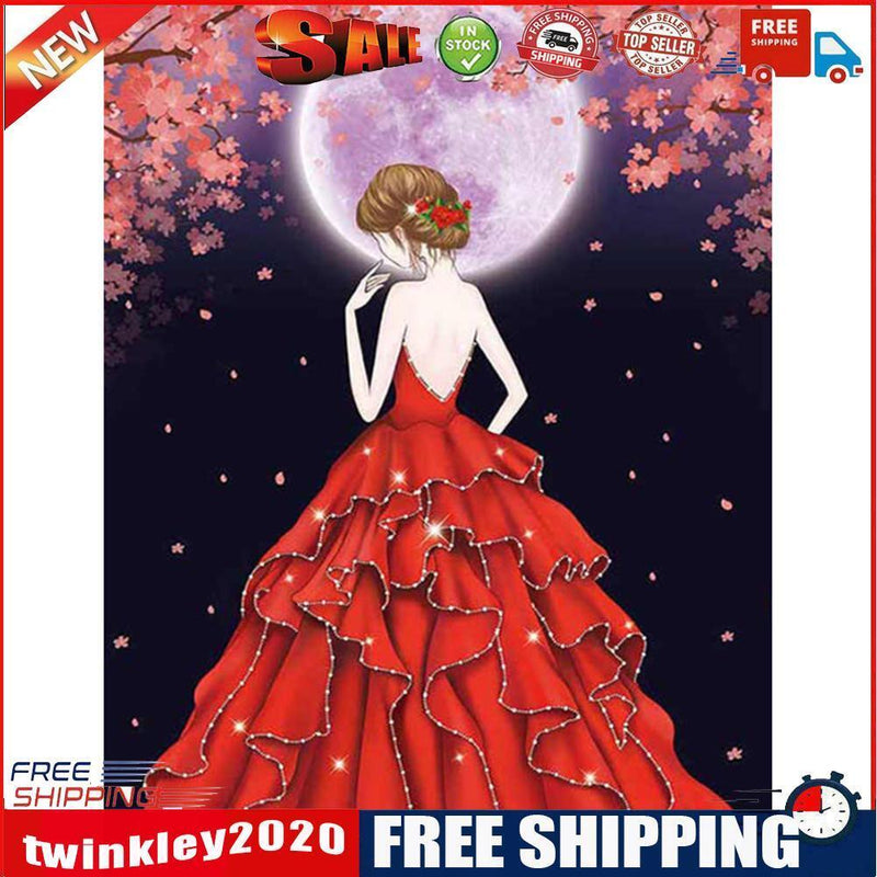 DIY Mosaic Kit Red Dress Girl Diamond Painting Rhinestone 5D Special Shaped