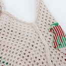 Korean Knitted Shoulder Bags Women Summer Strawberry Hollow Crochet Beach Totes