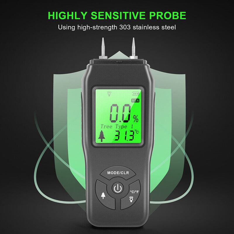 Portable Wood Moisture Meter Digital LCD Display Paper Humidity Tester