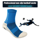 Anti Slip Mid-Tube Football Socks Cotton Elastic Sports Stockings (Blue) Newly