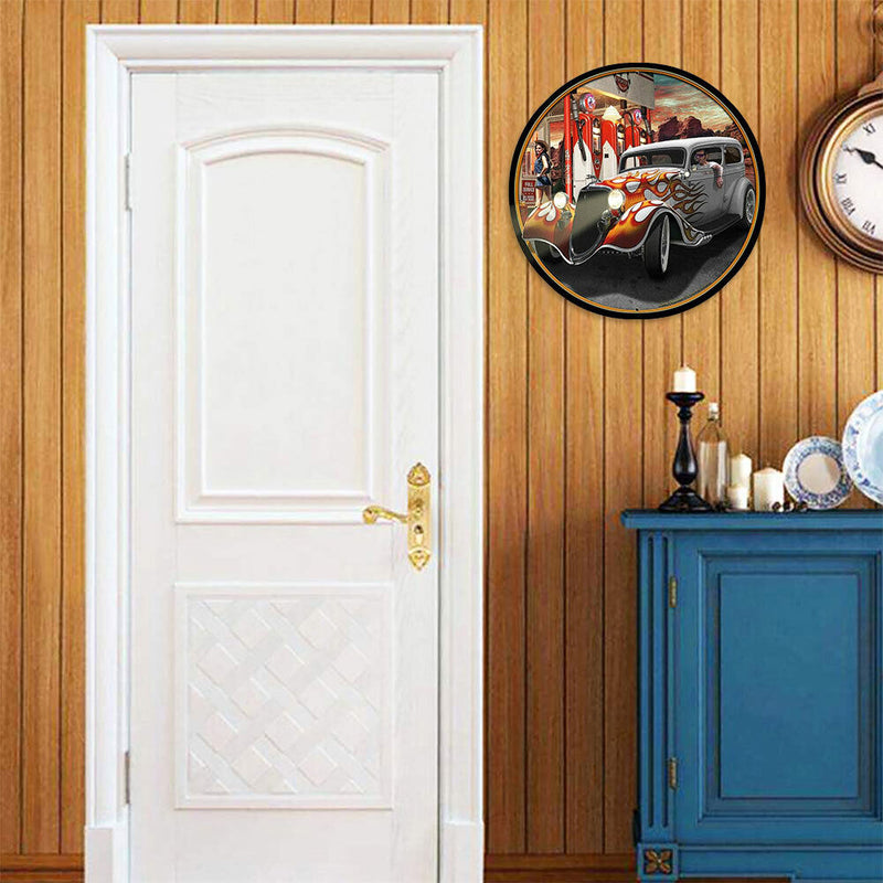 Round Car Retro Metal Plate Tin Sign Plaque Poster for Club Cafe Home (1)