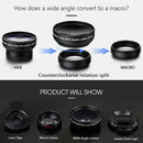 2 in 1 Lens Universal Clip 37mm Cell Phone Lens 0.45x 49UV HD Lens (Black) Newly