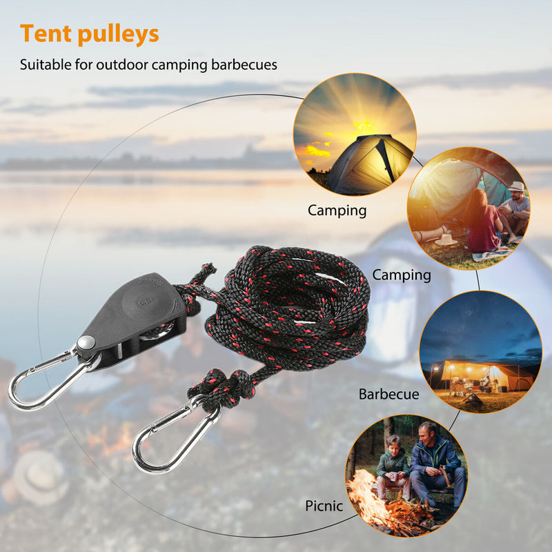 Adjustable Rope Hanger Tent Wind Rope Pulley Ratchet Hanger for Camping Outdo