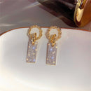 Girls Bridal Jewelry Drop Earrings Square Crystal Earrings Luxury Earrings