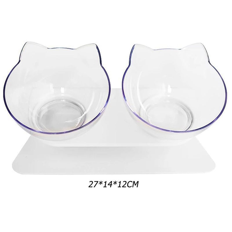 Tilt Cat Ear Detachable Bowl Transparent Non-slip Food Holder Feeder Pets Sup