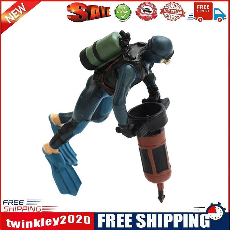 Diver Fish Tank Ornaments Aquarium Floating Landscape Decoration (Blue)