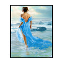 DIY Printed Seaside Girl Cross Stitch Full Embroidery Canvas Home Wall Decor