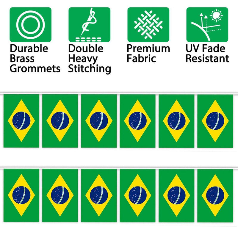 Bunting Brazil Flag 5 Metres 20 Flags Football Brazilian Brasil Country#