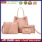 4pcs Set Women Bag Fashion Solid PU Single Shoulder Messenger Bags(Pink)