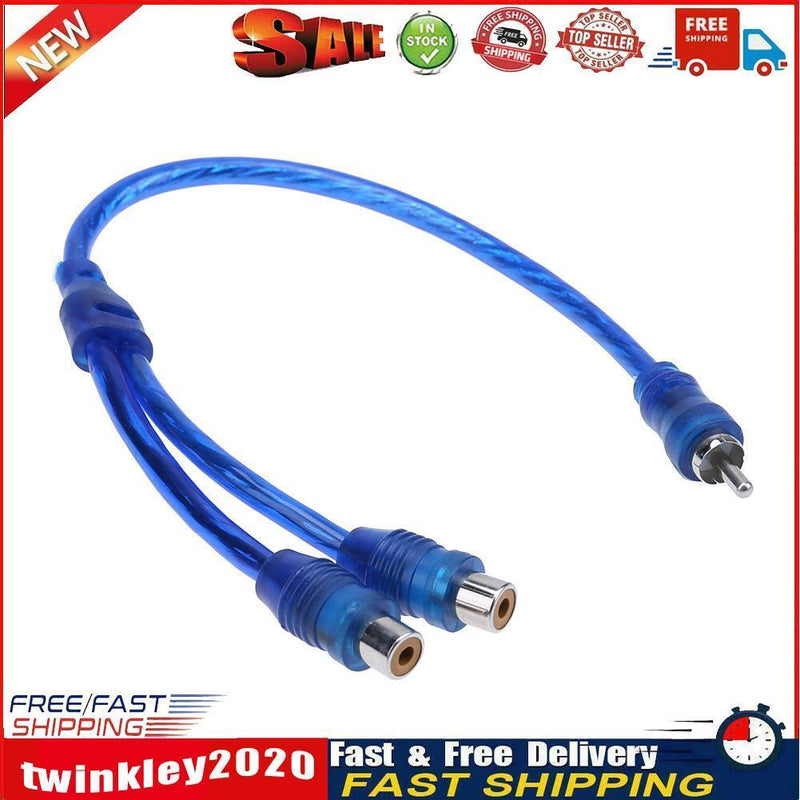 1pc 30cm 2 RCA Female to 1 RCA Male Splitter Cable for Car Audio System Newly