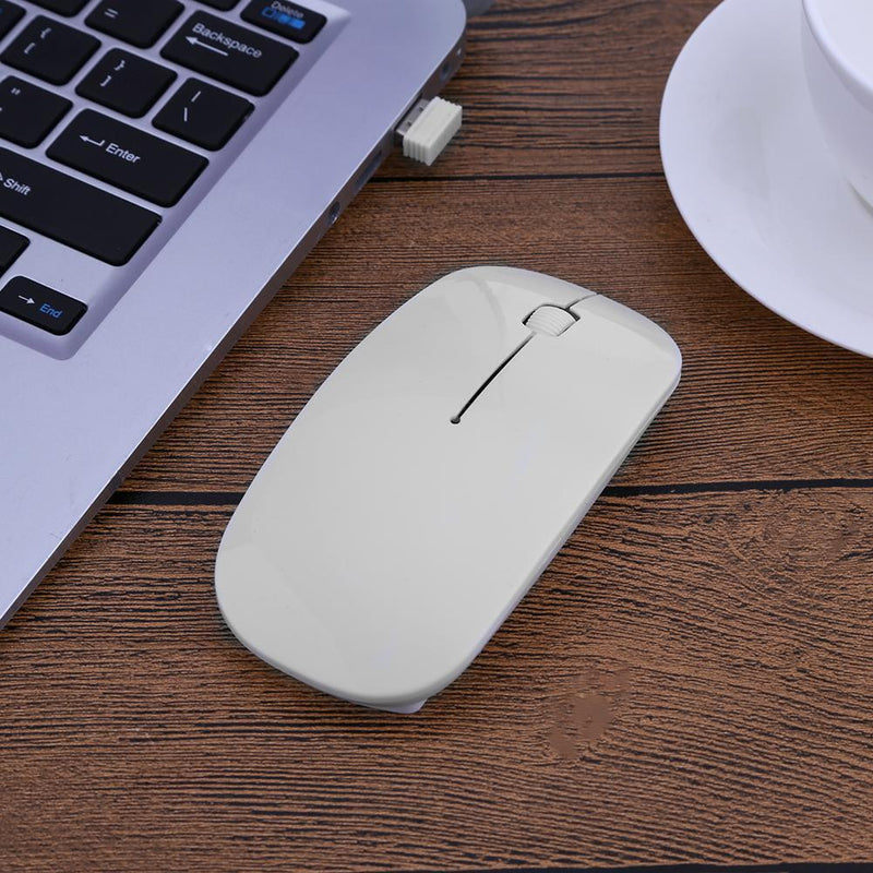 2.4GHz 1,000DPI Ultra-thin 3-Button Wireless Photoelectric Mouse (White)