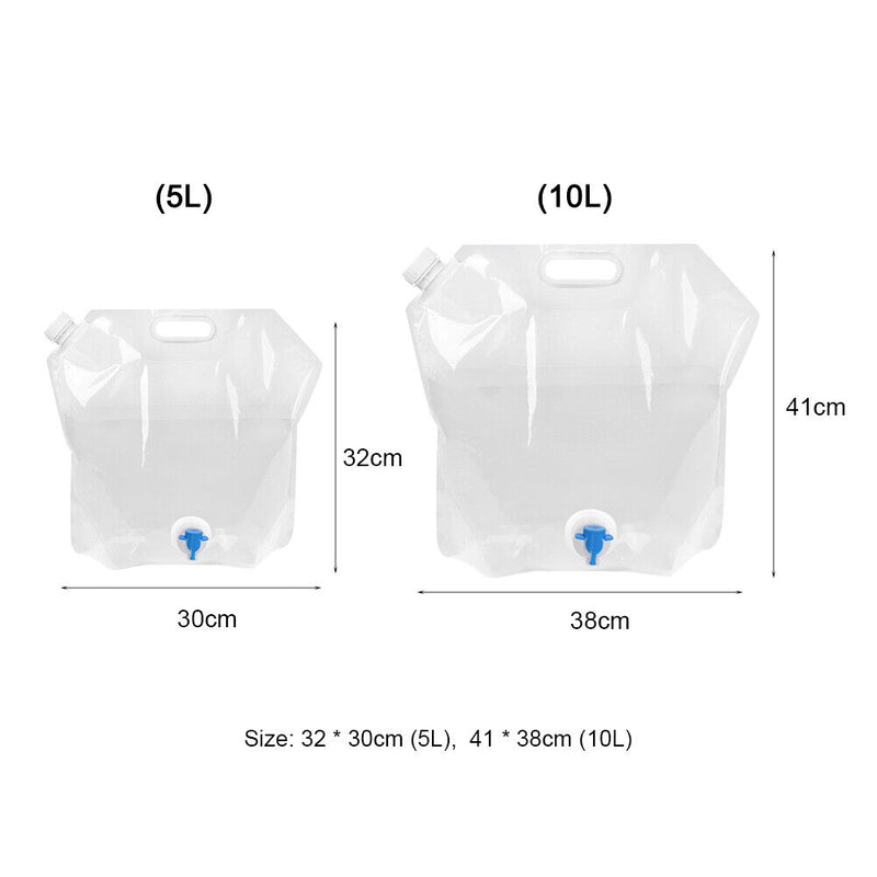 Outdoor Water Bags Foldable Portable Collapsible Water Tank 5L+10L (Clear) Newly