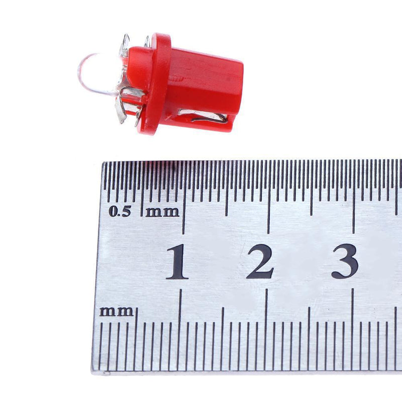 10pcs T5 B8.5D 5050 SMD LED Car Instrument Dashboard Light Bulbs (Red) Newly