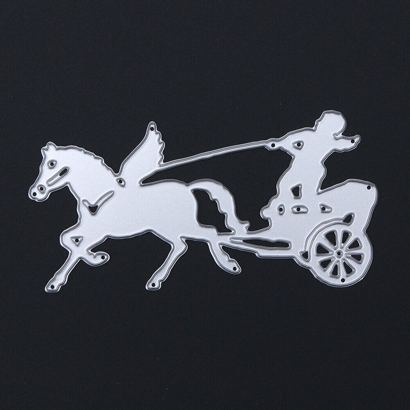 Unique Horse Pattern Metal Punching DIY CO2 Steel Stencil Running Transported