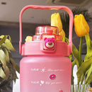 2000ML Large-capacity Water Bottle Frosted Plastic Cup Leak-proof (Pink) Newly