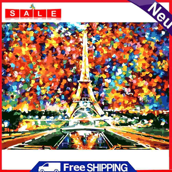 Paint By Numbers Dazzling Eiffel DIY Digital Oil Painting Modern Wall Room Art