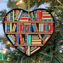 Book Lovers Heart-Shaped Bookshelf Pendant Ornament Christmas Tree Decor x 1Pc#