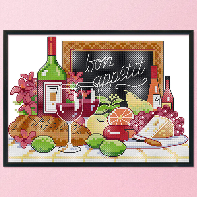 Cross Stitch Printed Embroidery DIY Needlework 14CT Stamped (J457 Wine)