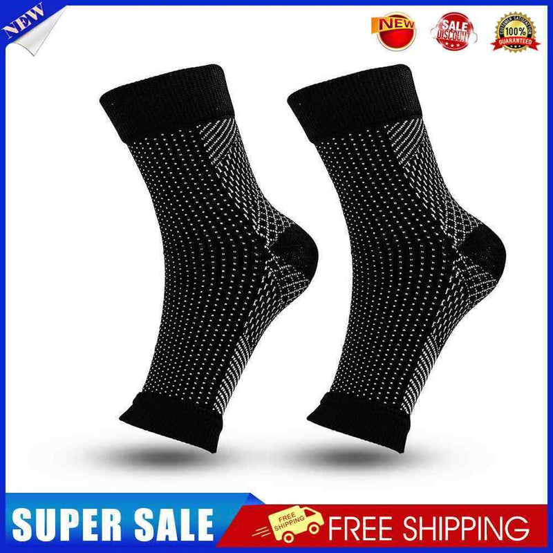 Compression Foot Sleeve Sports Ankle Brace Socks for Women Men (Black S/M)