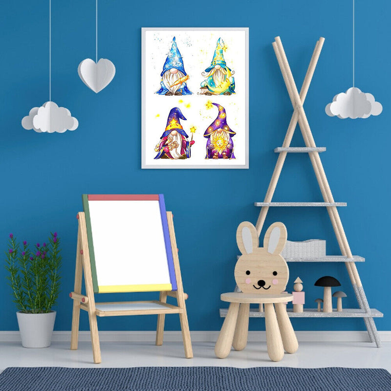 DIY Cross Stitch Partial Embroidery Kit Four Goblin Cartoon Stamped Decor