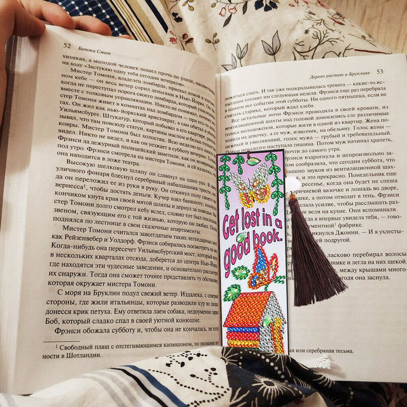 DIY Special Shaped Diamond Painting House Leather Bookmark Tassel Marker Newly
