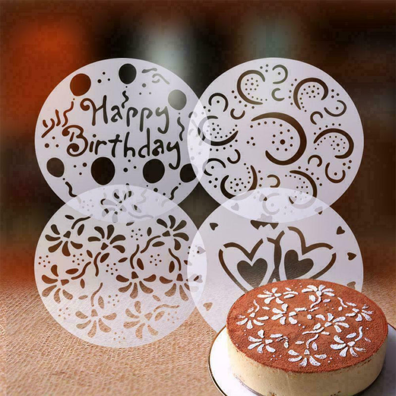 4 pcs/set DIY plastic stencil set cake decoration tools K0D5 V8Q3 F4S5
