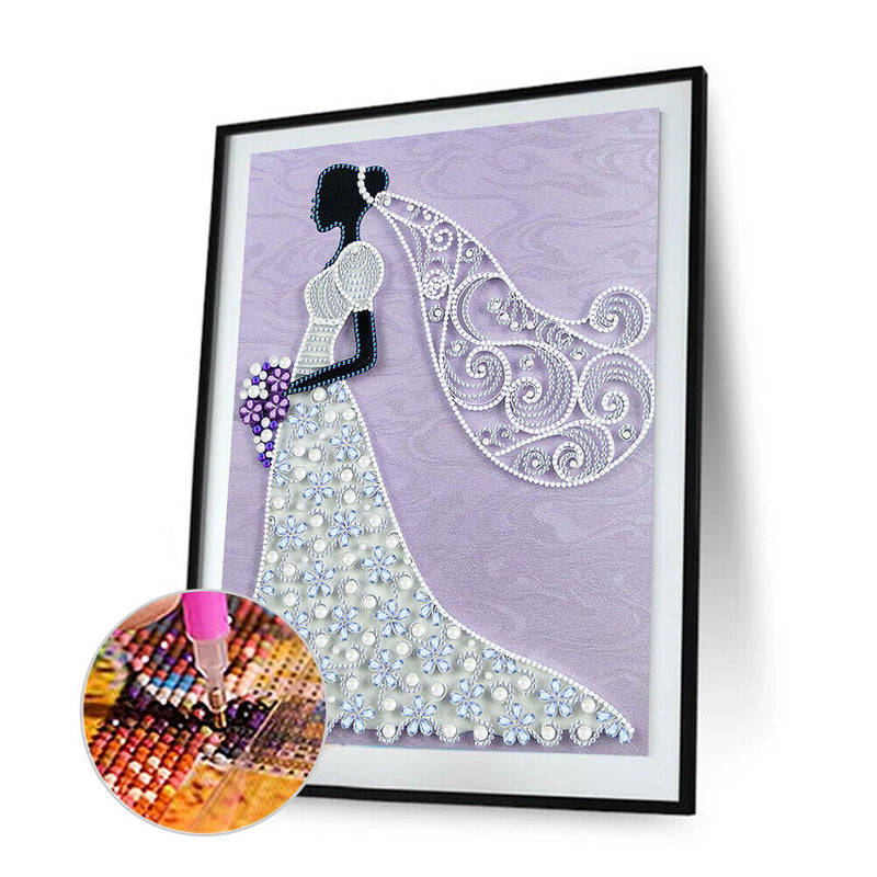 DIY Dress Ladies Picture Part Special Shape Diamond 5D Painting Kit (Y205) Newly