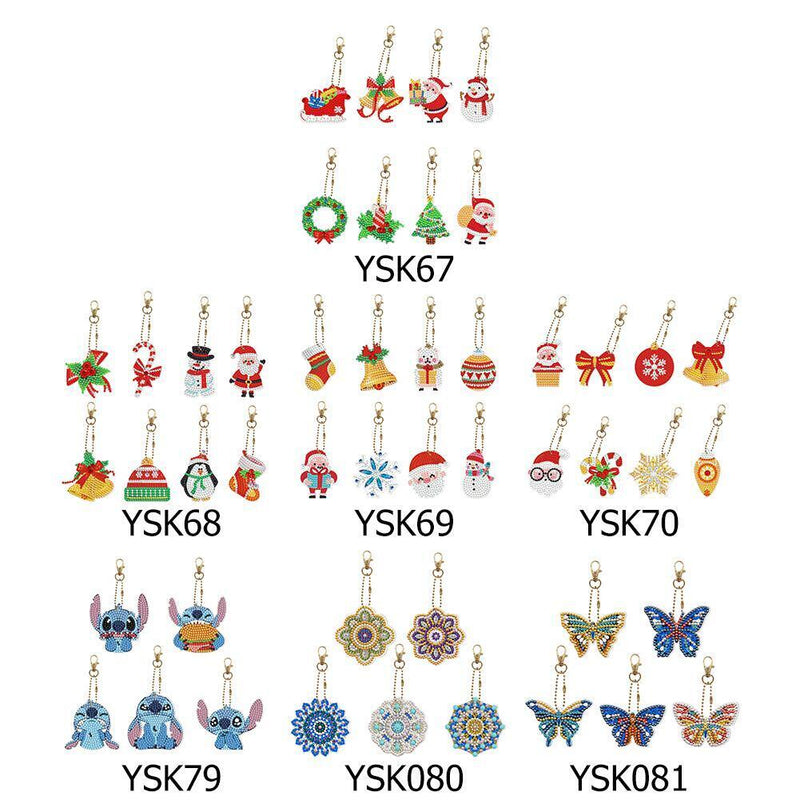 10pcs DIY Acrylic Full Special Drill Diamond Datura Keychain Kits