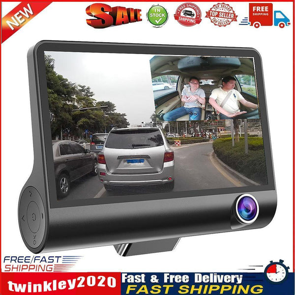 4 inches 1080P HD 170° 3 Lens Car DVR Dash G-sensor Recorder+Rearview Cam Newly