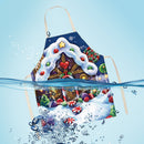 Portable Baking Painting Cooking Bib Aprons Christmas Cottage Print Linen Apr