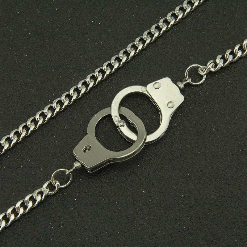 Women Mens Hip Hop Dark Gothic Punk Necklace Choker Handcuffs Pendant Chain