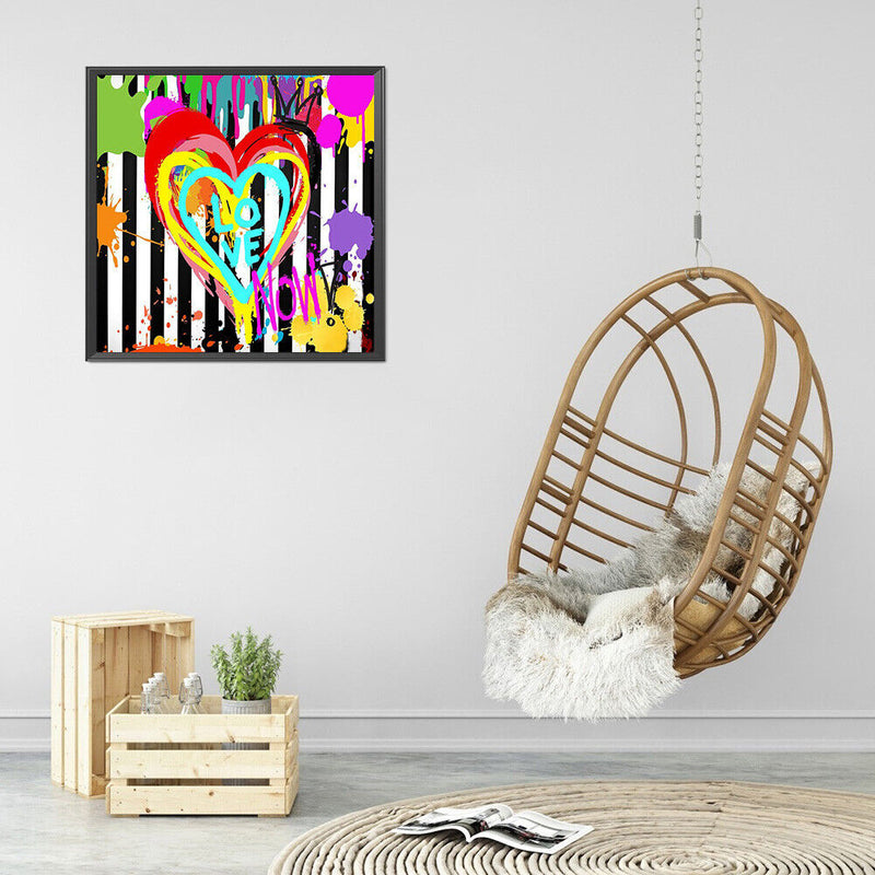 5D Diamond Painting Kit Doodle Heart Full Round Drill Rhinestone DIY Crafts