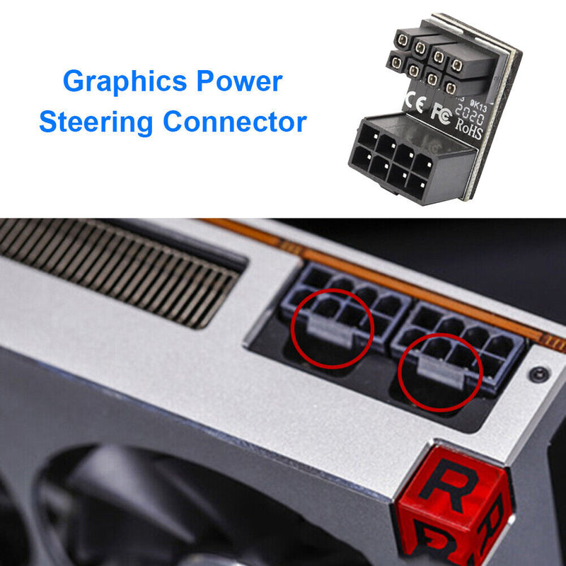ATX 8 Pin Female to Male 180 Degree Up Angled Adapter for Graphics Card