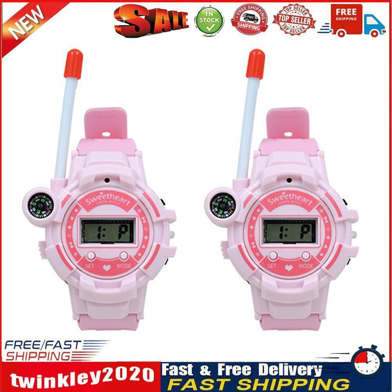 2pcs Watch Wireless Walkie Talkie Long Distance Call Kids Toys (Pink) Newly