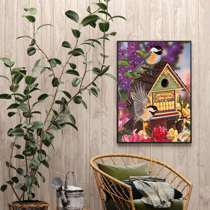 Bird House Oil Paint By Numbers Kits Canvas Picture Wall Art DIY Craft Coloring