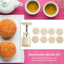 9pcs Round Ice Mooncake Mold Hand Press Pastry Cakes Mould DIY Kitchen Bake