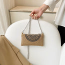 Fashion Weave Knit Handbags Women Chain Crossbody Phone Purse (Semicircle)