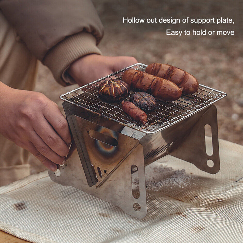 Stainless Steel Portable Folding BBQ Grill Stove Outdoor Heater Heating Burning