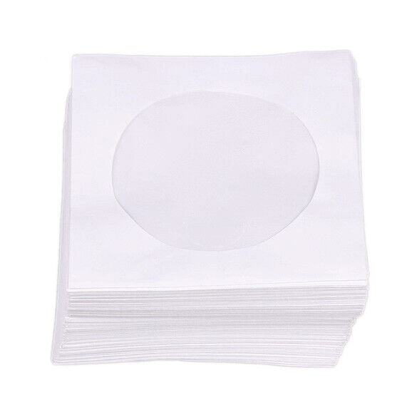 Mini 95Pcs Protective White Paper CD DVD Disc Storage Bag Envelopes Flap