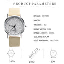 Women Casual Quartz Watches Minimal Leather Round Dial Wristwatch (Beige) Newly