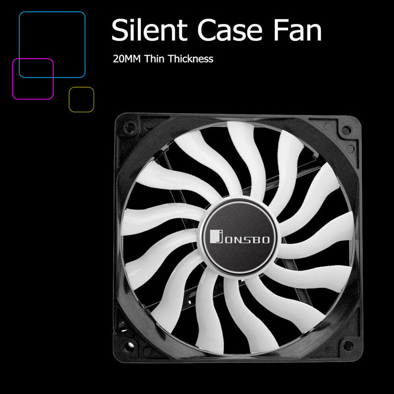 JONSBO 12020 Desktop Computer PC Case Fan Silent CPU Cooler Fan 120mm 4Pin 3Pin