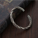 Fashion Retro Alloy Men Twisted Bracelet Handmade Male Opening Bangles