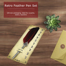 Calligraphy Feather Dip Pen with 5 Nib Writing Ink Quill Fountain Pen (Red)