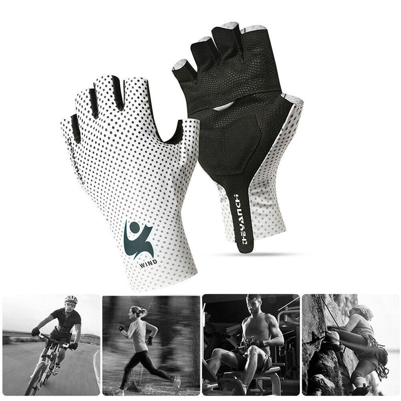 Half Finger Gloves Summer Sports Cycling Gloves for Men Women (White L)