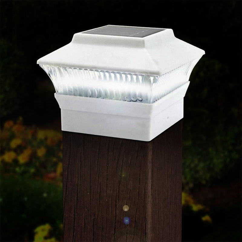 LED Solar Column Light Pillar Lamp Outdoor Villa Yard Garden Decor (White)